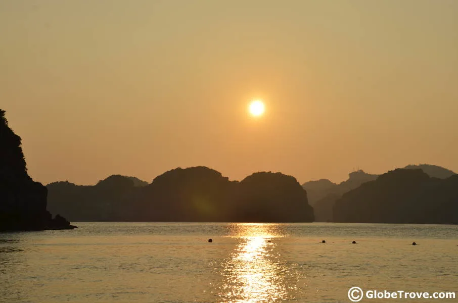 The sunset was a highlight of our Halong bay cruise.