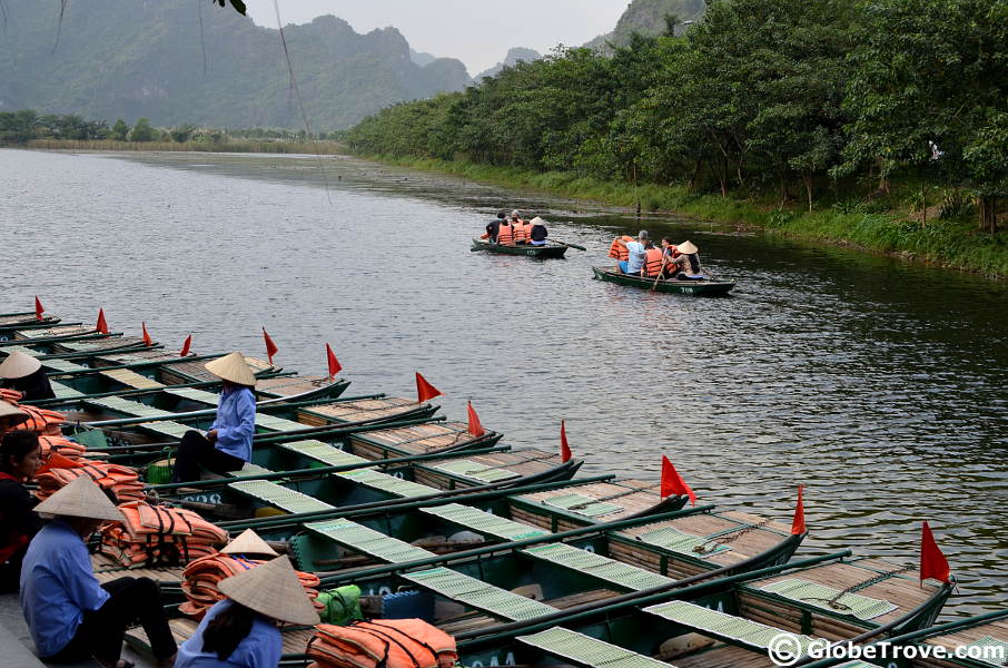 A glimpse of the boats that are getting ready to ply in Trang An