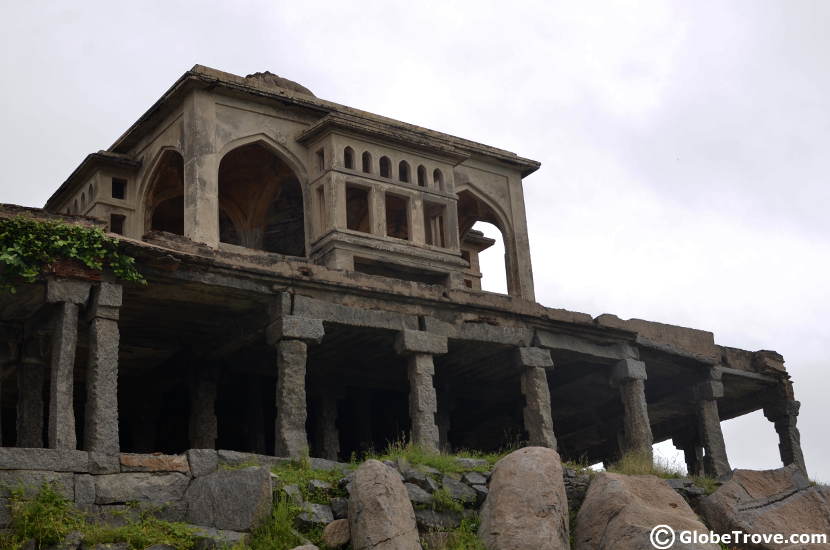 A closer look at the structure at the top of Gingee fort.