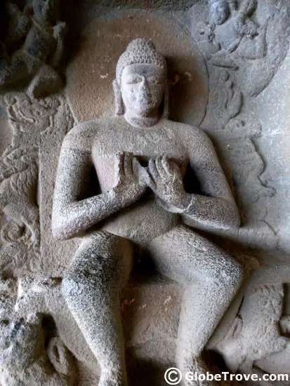 An intricate carving in the Pandavleni caves.