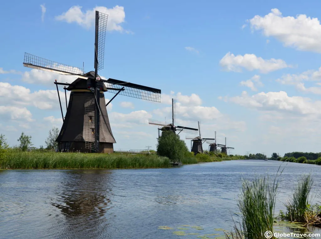Kinderdijk on a clear summer day