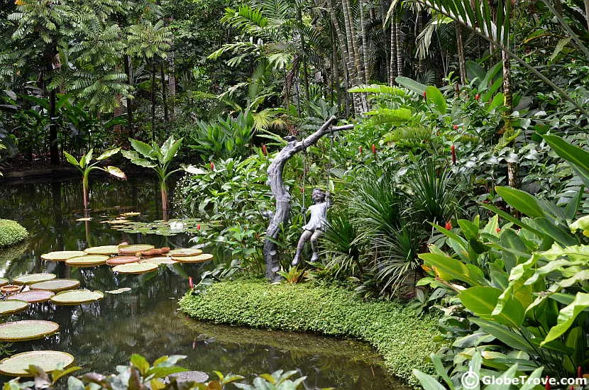 I loved the girl on the swing statue in the middle of the pond.