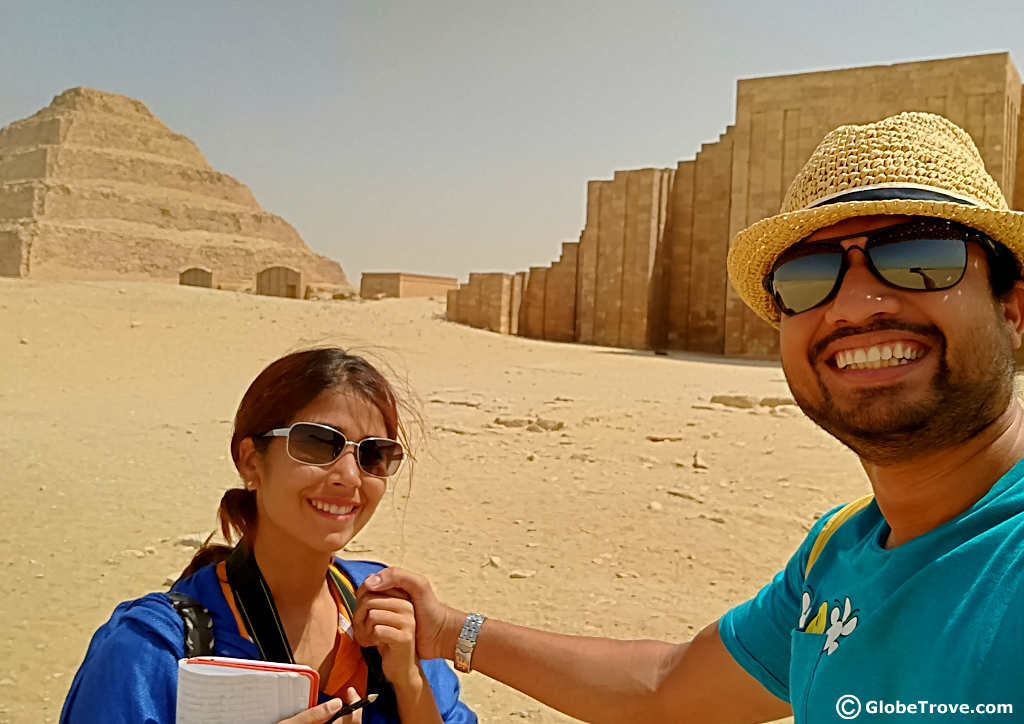 In front of the step pyramid in Saqqara