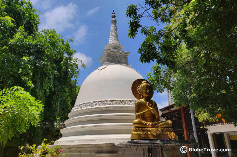 The gorgeous white stupa in Gangaramaya temple.