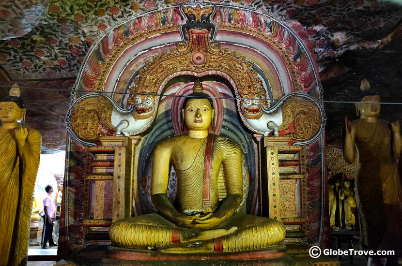 One of the many statues of Buddha in the Dambulla Cave Temple.