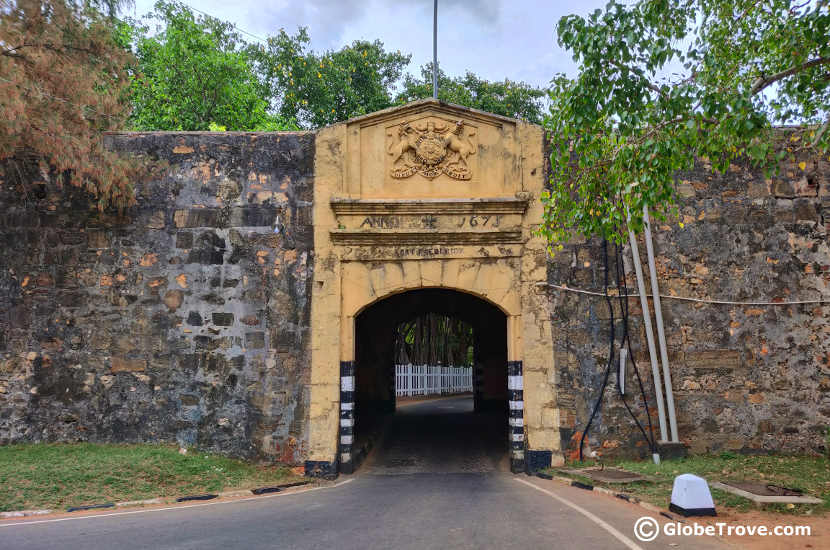 Fort Fredrick gateway with its yellow arc was a one of the gorgeous things to do in Trincomalee.
