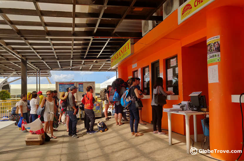 Ticket booth for the ferry from Bohol to Cebu.