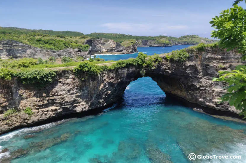 A glimpse of the famous arch at Broken Beach at Nusa Penida.