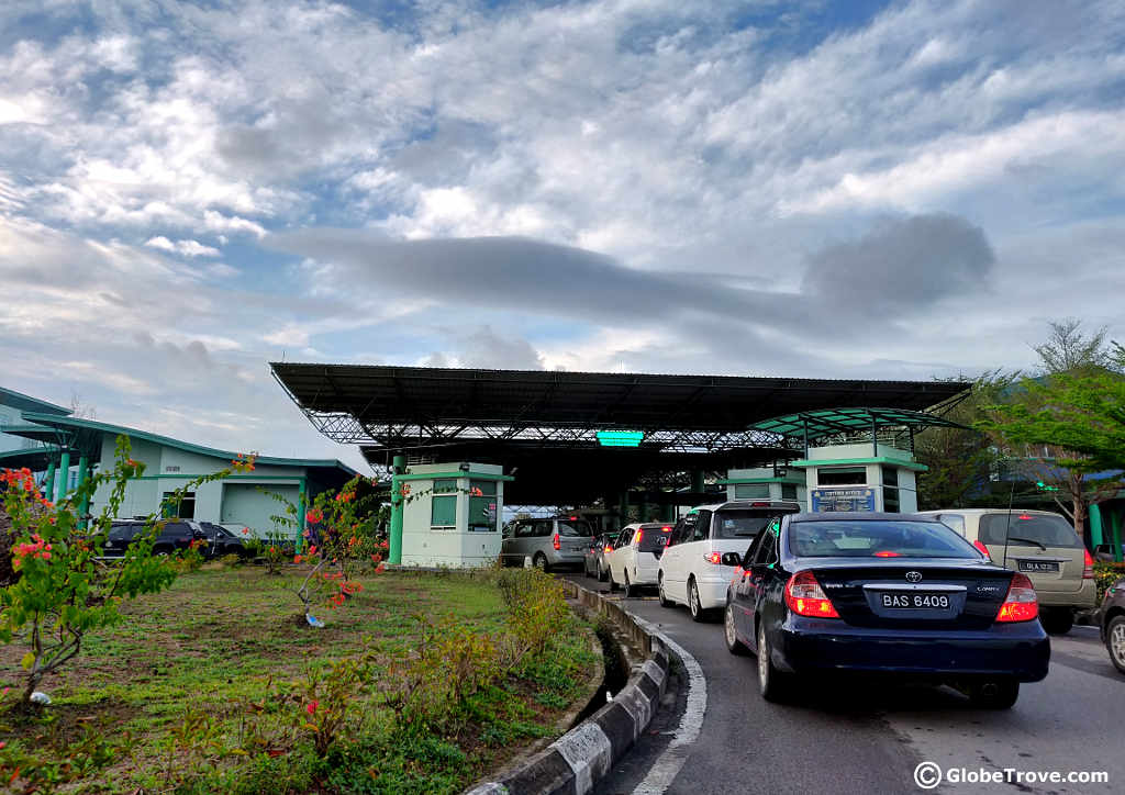 Driving across the border from Brunei to Miri in Malaysia