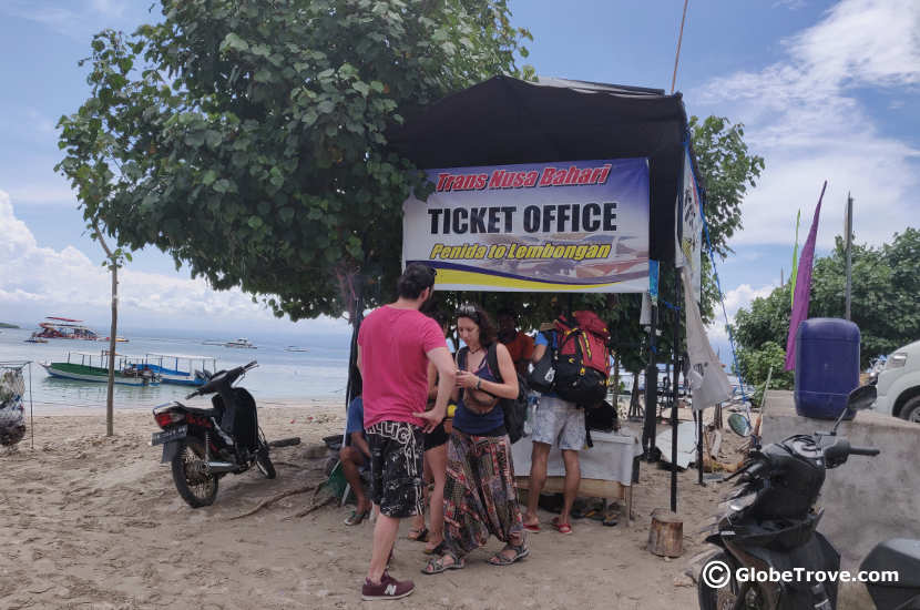 Grabbing our tickets to get from Nusa Penida to Nusa Lembongan.