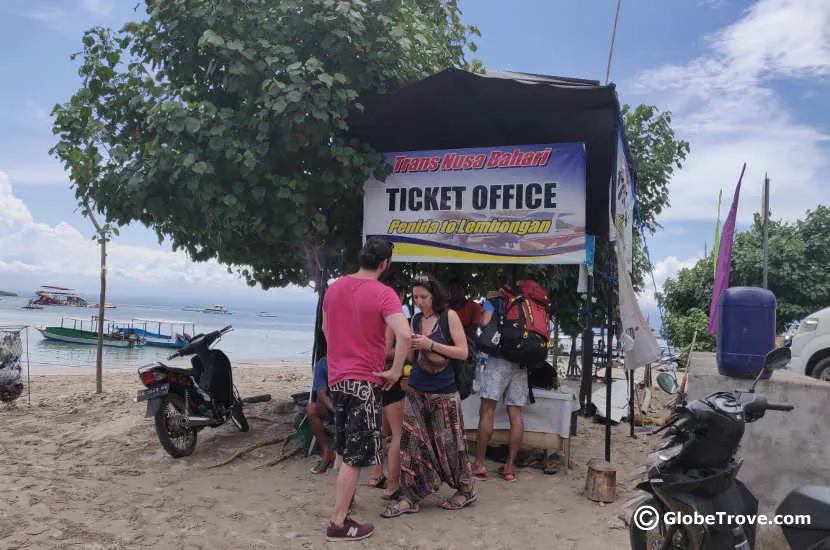 Grabbing our tickets to get from Nusa Penida to Nusa Lembongan.