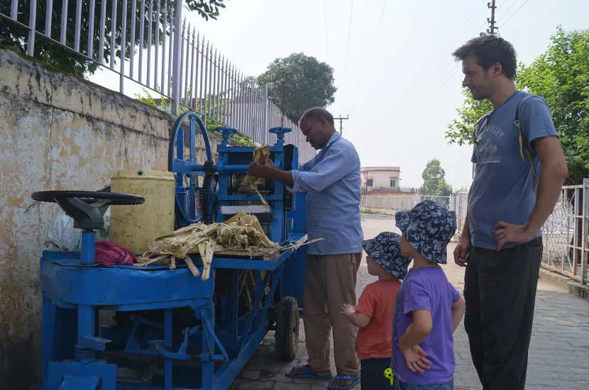 Quenching your thirst on a hot day with one of the best Indian street food. Namely Cane Juice!