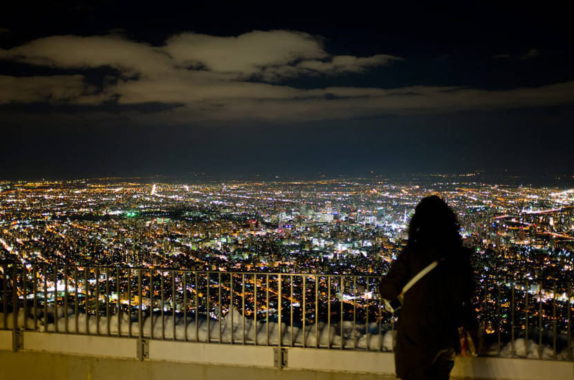 View of Sapporo from Mount Moiwa at night in winter