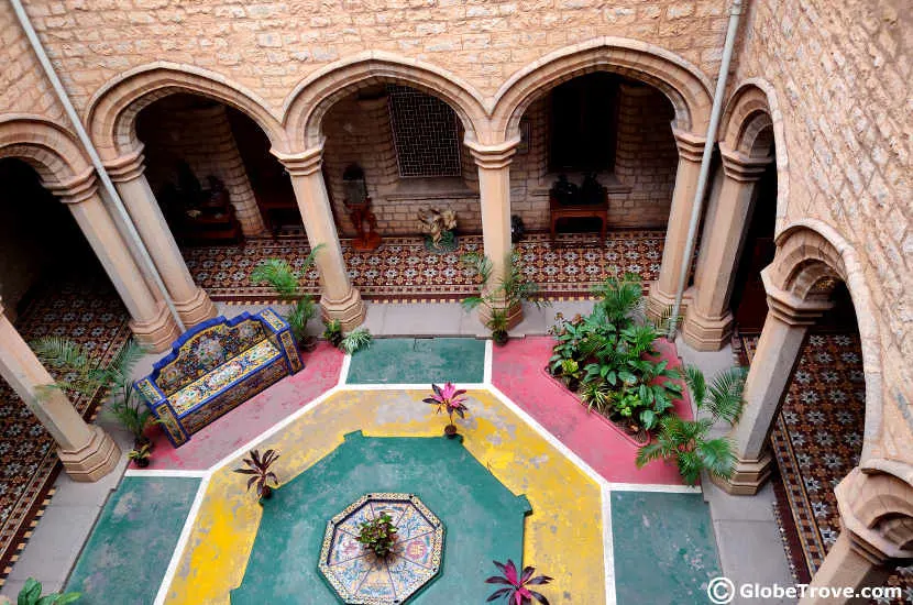The tiled courtyard in the Bangalore palace.