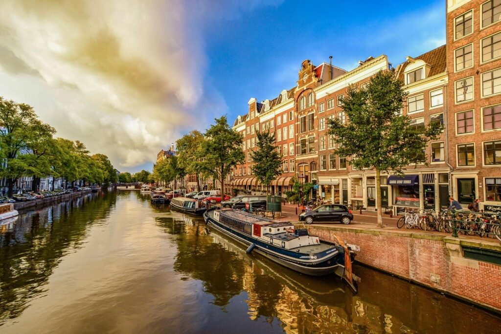 Amsterdam is famous for the numerous houseboats in the city.