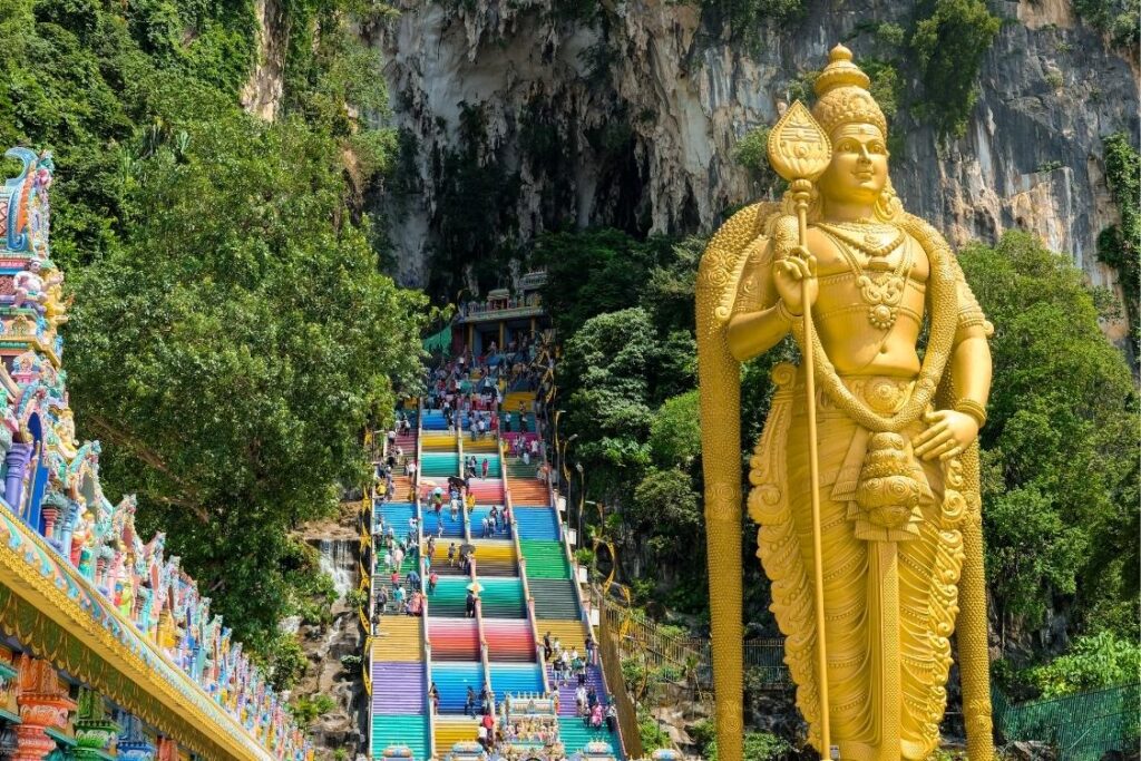 Batu caves is the most popular day trip from Kuala Lumpur.