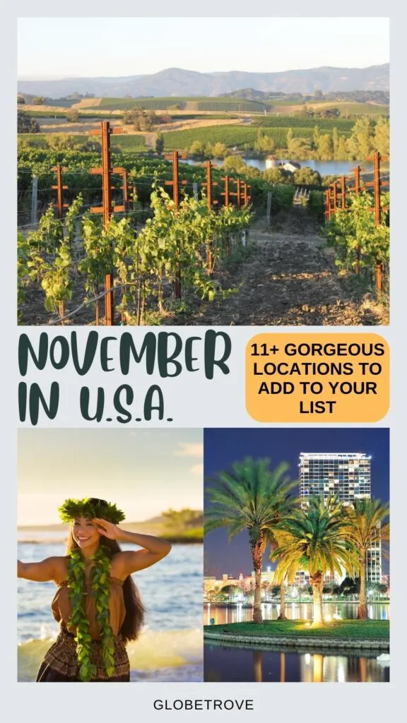 November is an epic time to travel through the USA. There are loads of different places to visit. From Napa in California to the islands of Hawaii. How many have you been to? #USA #November