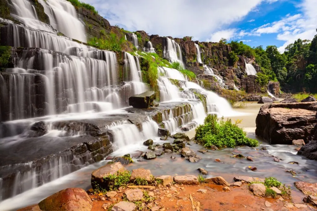 The lovely steps of Pongour waterfall make it one of the coolest waterfalls in Vietnam.