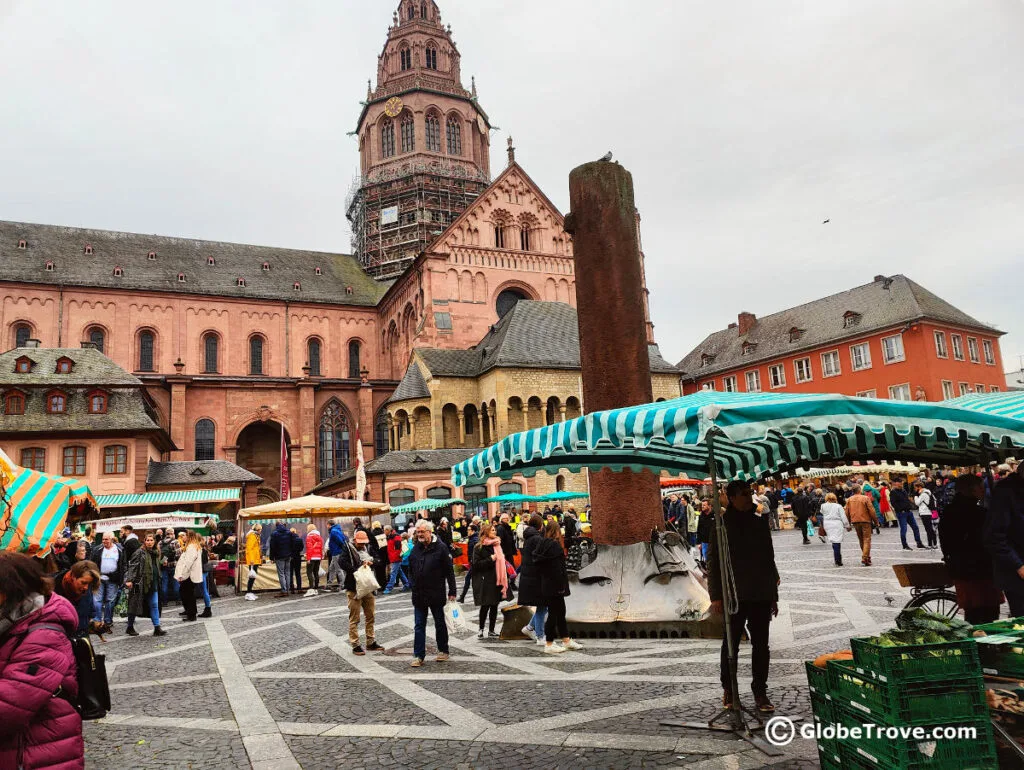Browsing in the Mainz Market is one of the best things to do in Mainz Germany.