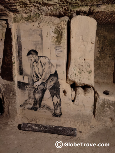 The block cutter inside Valkenburg cave.