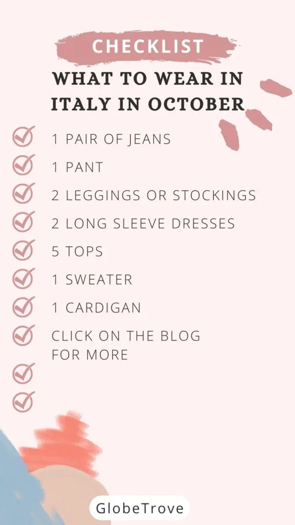 Italy wardrobe checklist 1