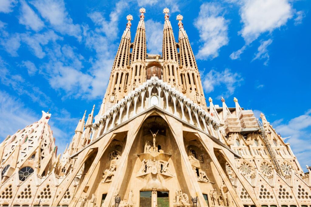 The outer facade of the gorgeous Sagrada Familia which is one of the reasons why Barcelona is worth visiting.