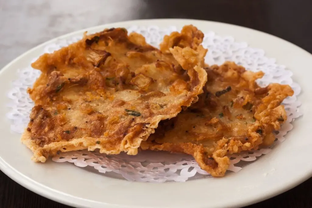 Tortillita De Camarones on a plate 