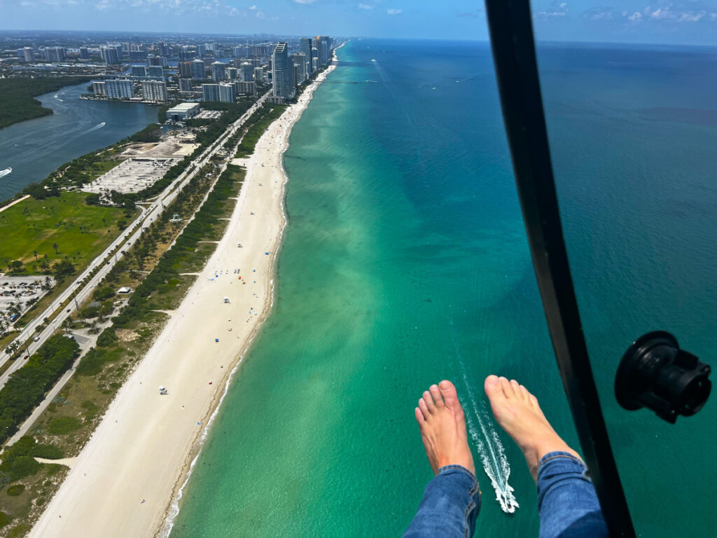 An aerial view from a helicopter tour of Miami which is one of the recommended tours during the 3 days in Miami itinerary.