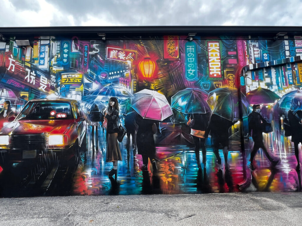 A painted mural in the Wynwood art district of Miami.