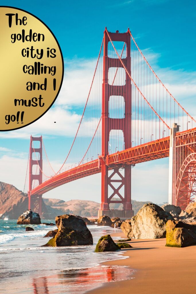Cool San Francisco captions and quotes with a photo of the golden gate bridge