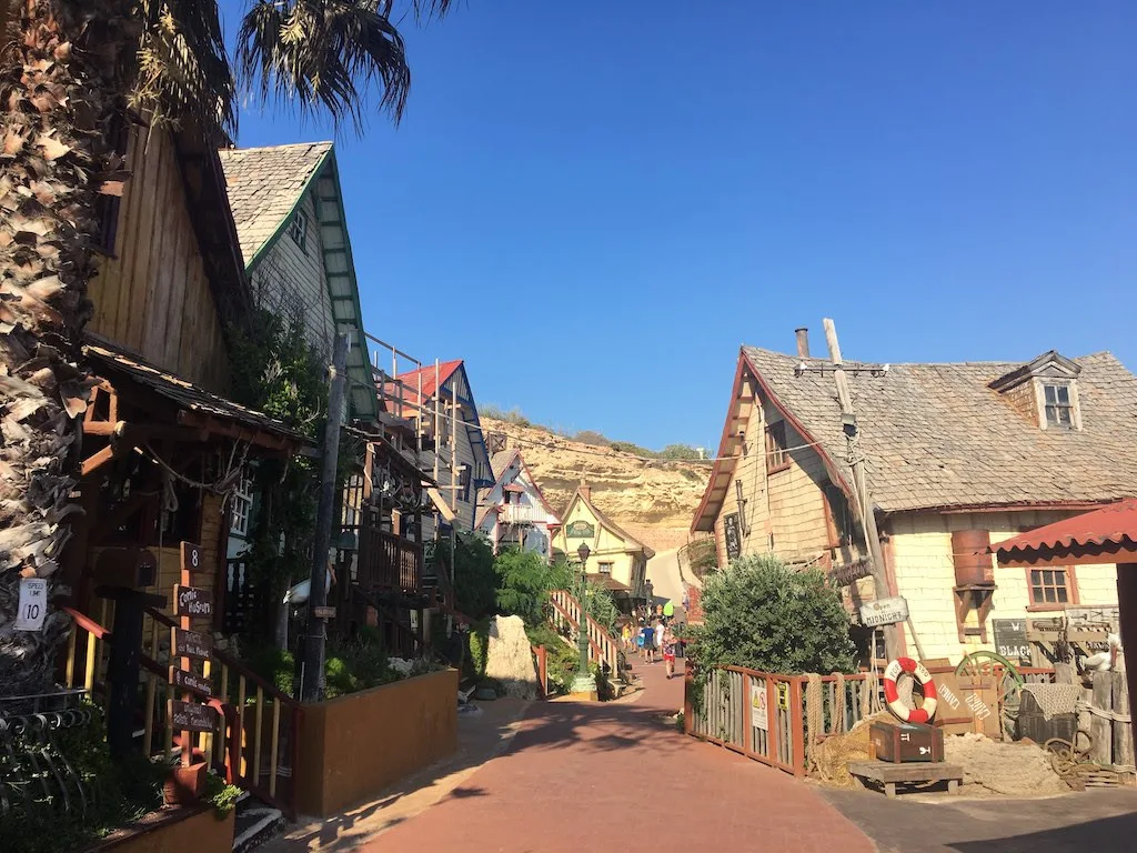 The slopping roofs and numerous houses in Popeye village is another one of the sights that you must catch during your 3 days in Malta.