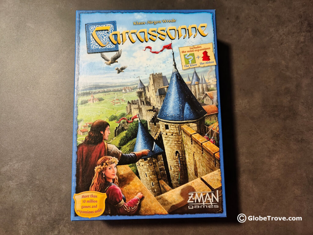 The blue colored box with the iconic imagery of Carcassone.