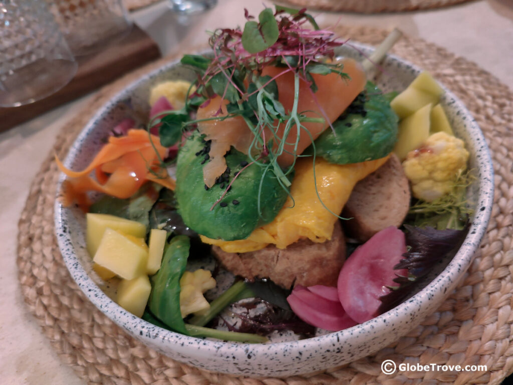Salmon avocado bowl that we loved at one of our favorite restaurants in Szeged.