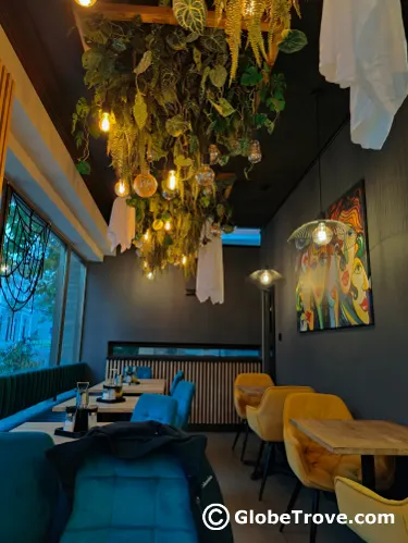 The cool interiors of GURU which is one of the fun restaurants in Szeged.