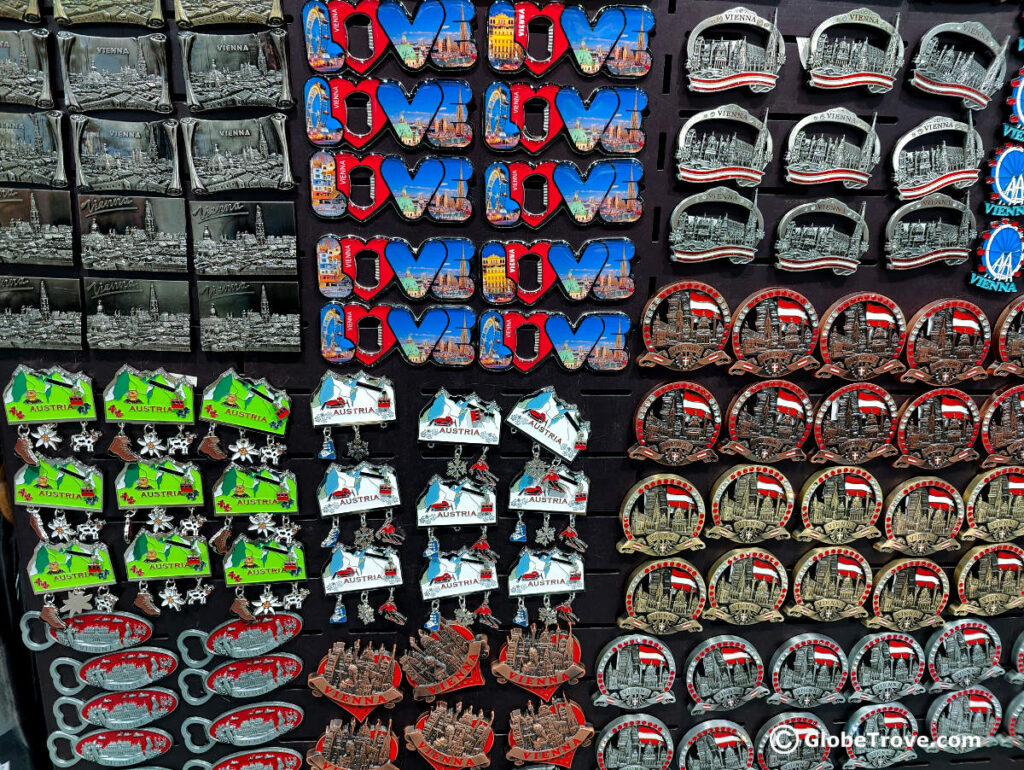 Magnets ae one of the most common souvenirs from Vienna.