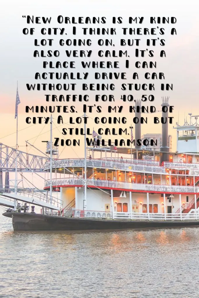 A boat with a quote about New Orleans by Zion Williamson