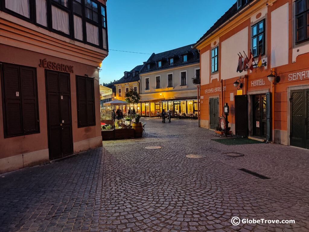 The late evening scenes in the Downtown area of Eger should not be missed.