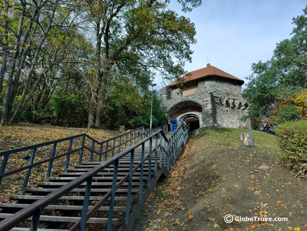 The steps up to the Visegrad castle. Don't worry there is a path too so it is wheelchair accessible.