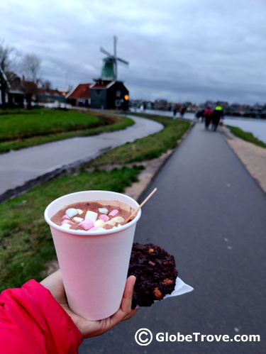 A cup of hot chocolate and marshmallows at Zaanse Schans
