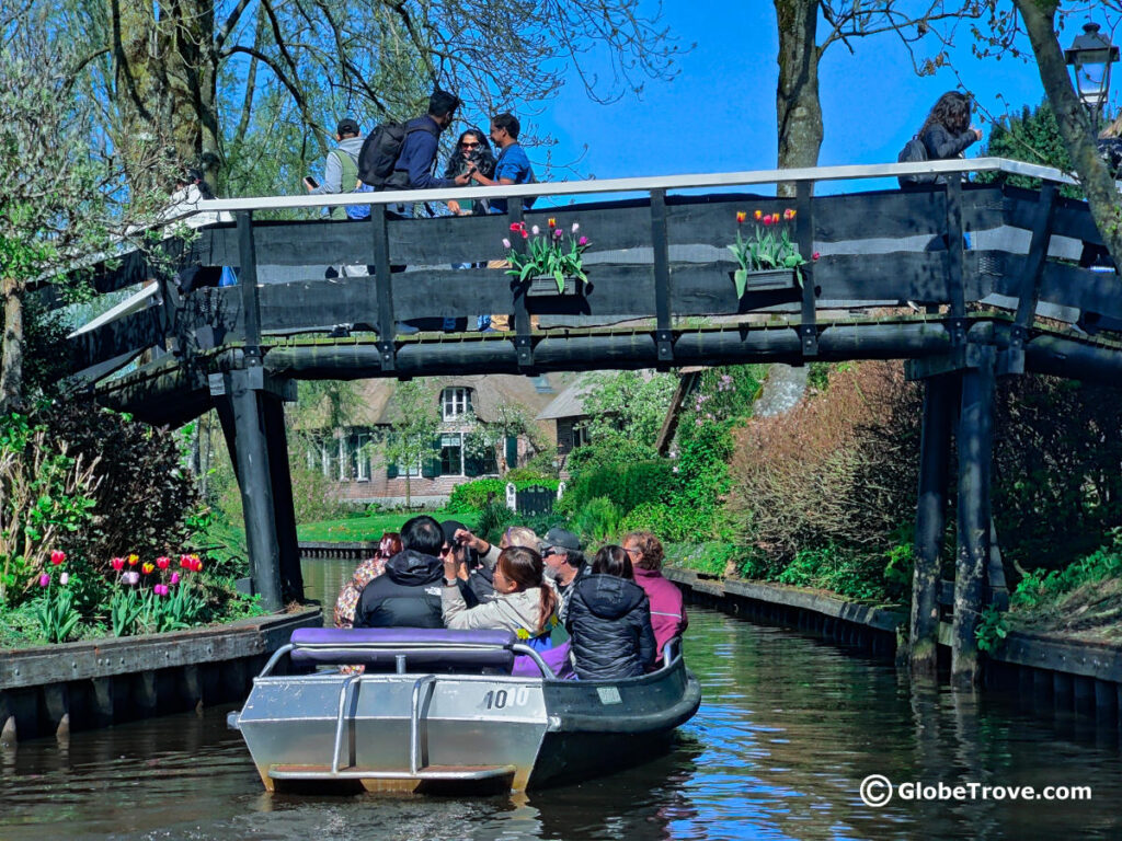 Giethoorn boat rental with a small electric boat.