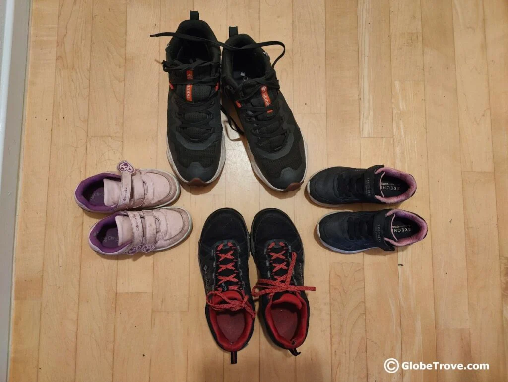 A mixed array of shoes we used when traveling to Rome