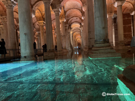Basilica Cistern Tickets: Day vs Night Prices (and How to Avoid Overpaying) 1 The interior of the Basilica cistern in Istanbul with its clear water