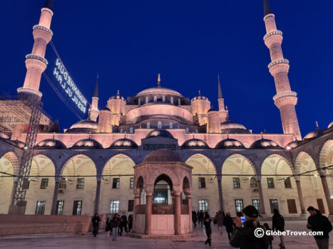 The Blue mosque illuminated in the night