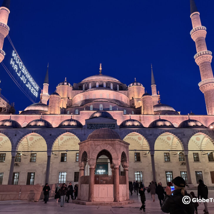 The Blue mosque illuminated in the night